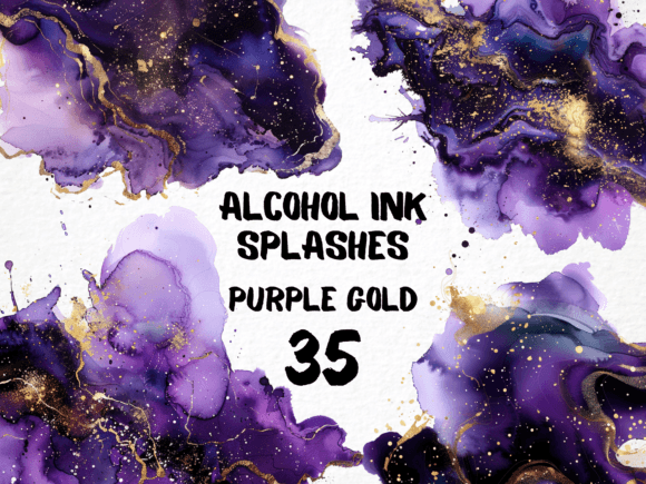 Abstract Purple Gold Color Splash 35 PNG: A Design Asset for Impact