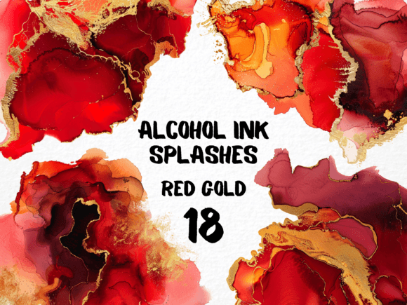 Abstract Red Gold Color Splash 18 PNG: Vibrant Design Asset