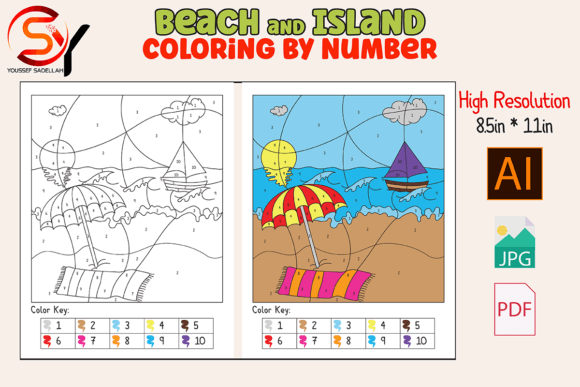 Beach and Island Color by Numbers 6: A Creative Asset