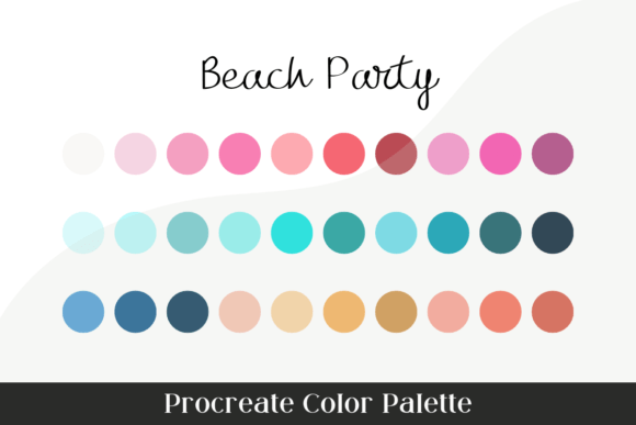 Beach Party Procreate Color Palette: 30 Summer Swatches