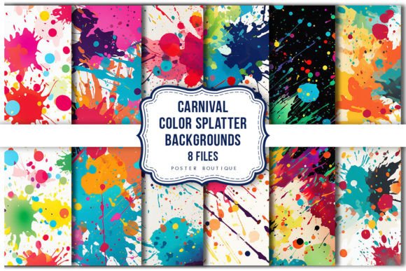 Carnival Color Splatter Backgrounds Pack: Vibrant Energy