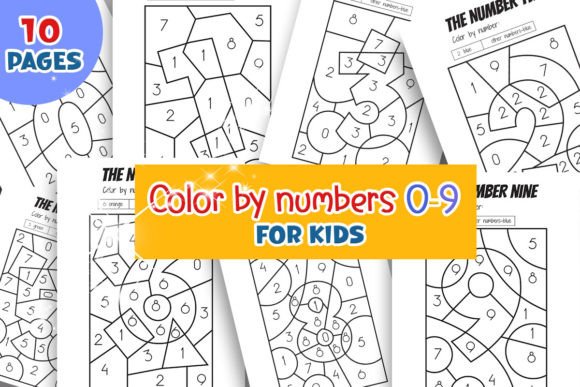 Color by Numbers Learning Numbers 0-9: A Playful Design Asset