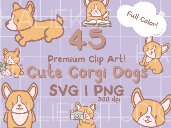 Cute Corgi Dogs Color Clip Art Bundle: Adorable Design Assets