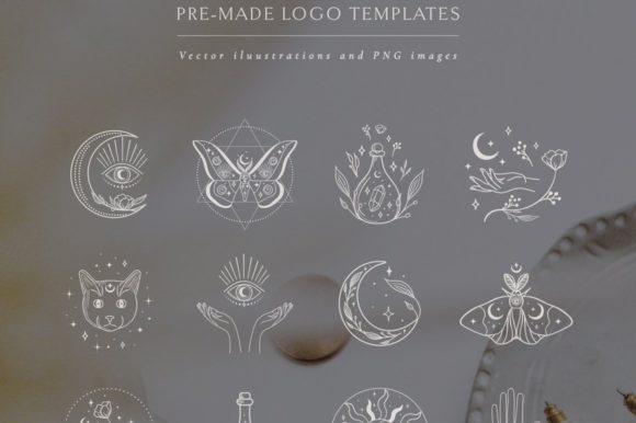 Logo Illustrations: White Color. Frames. for Minimalist Branding