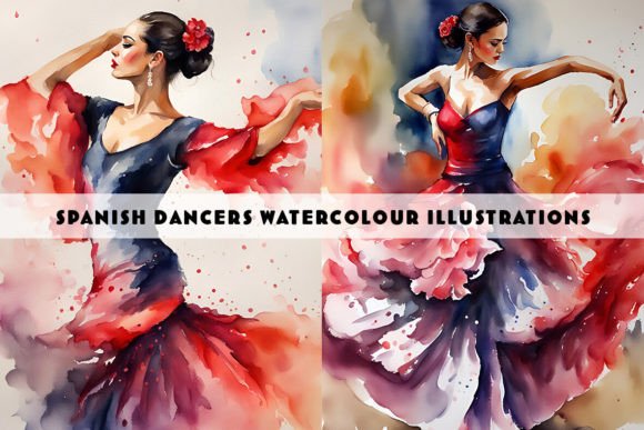 Spanish Flamenco Dancer Watercolour Duo: A Creative Asset Review