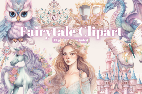 Watercolour Pastel Fairytale Clipart: Enchanting Digital Designs