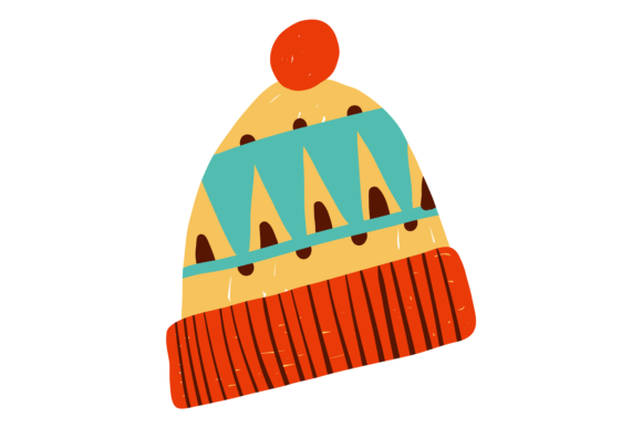 Winter Hat Icon: Cute Patterned Color Wool Cap Design